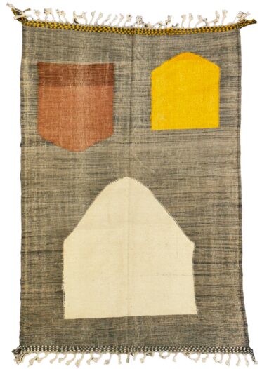 Kilim Marroquí Gris, Beige, Teja y Amarillo